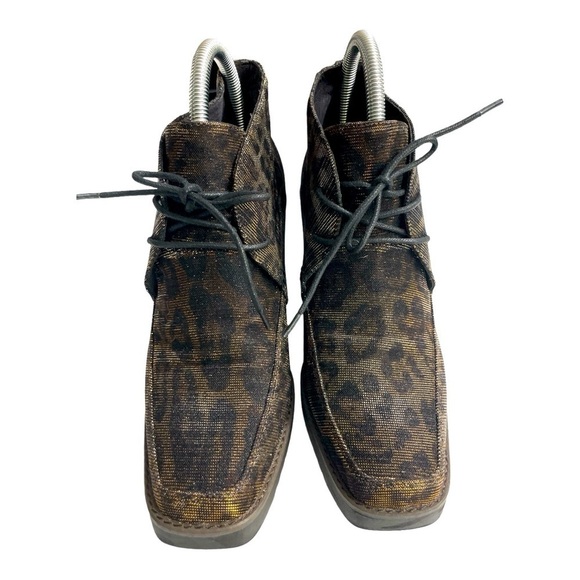 Donald J Pliner Dakota Ankle Boot Leopard Animal Gold Black Glitzy Bootie size 9 - Picture 2 of 13